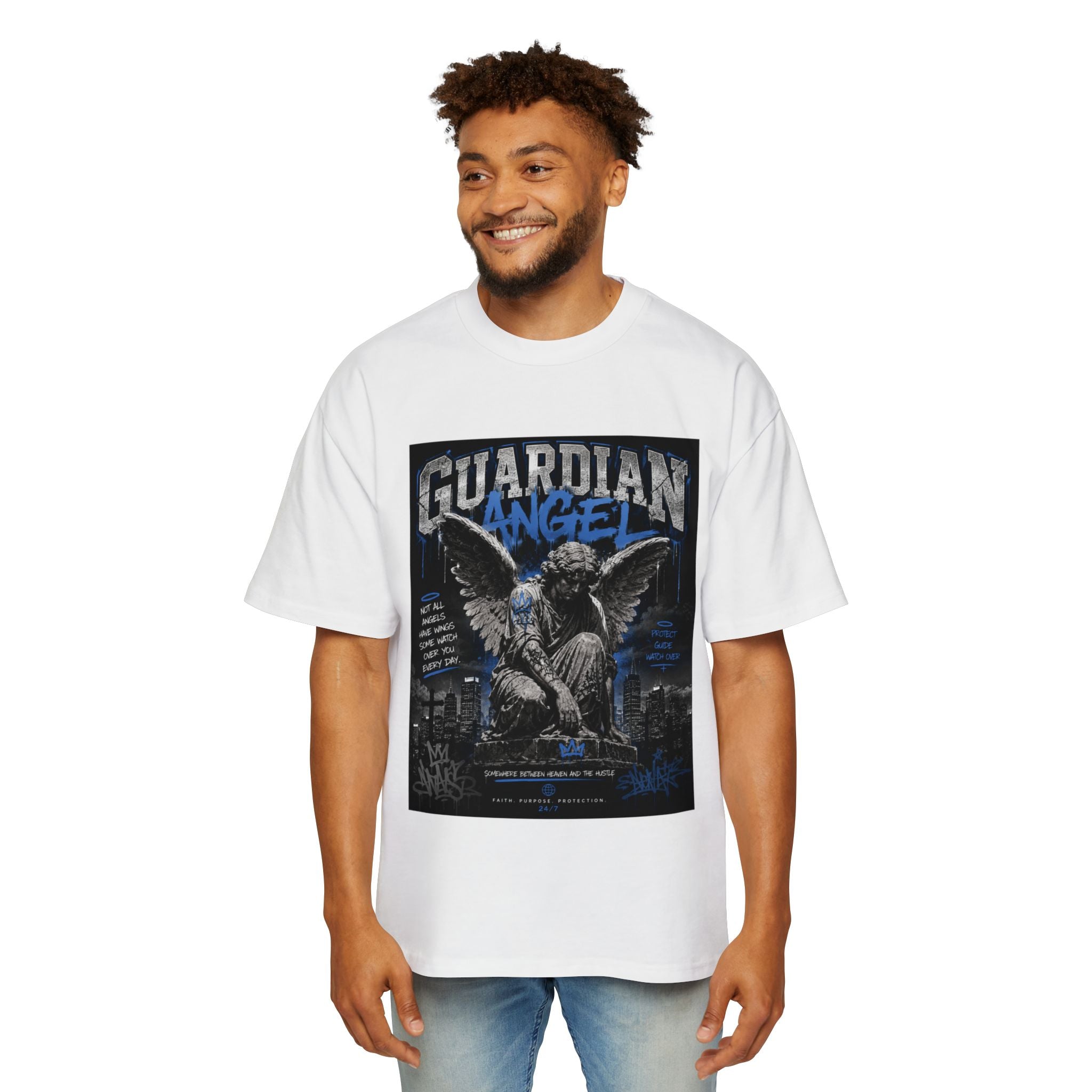 Guardian Angel Tee — Men's Oversized Graphic T-Shirt (Guardian Angel Design)