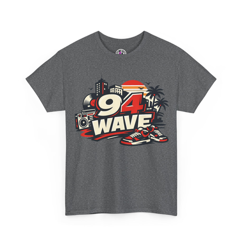 94 Wave Retro Beach Tee — Vintage Radio, Sneakers & Palm Trees Graphic Shirt