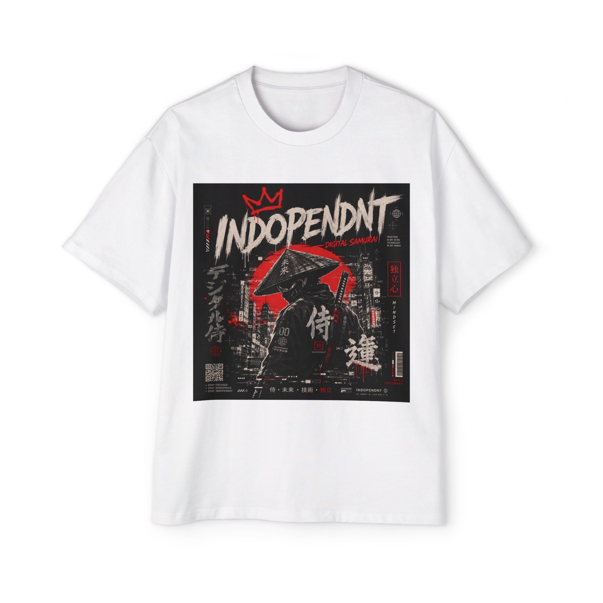 Independent Samurai Graphic Tee — Japanese Streetwear Oversized T-Shirt