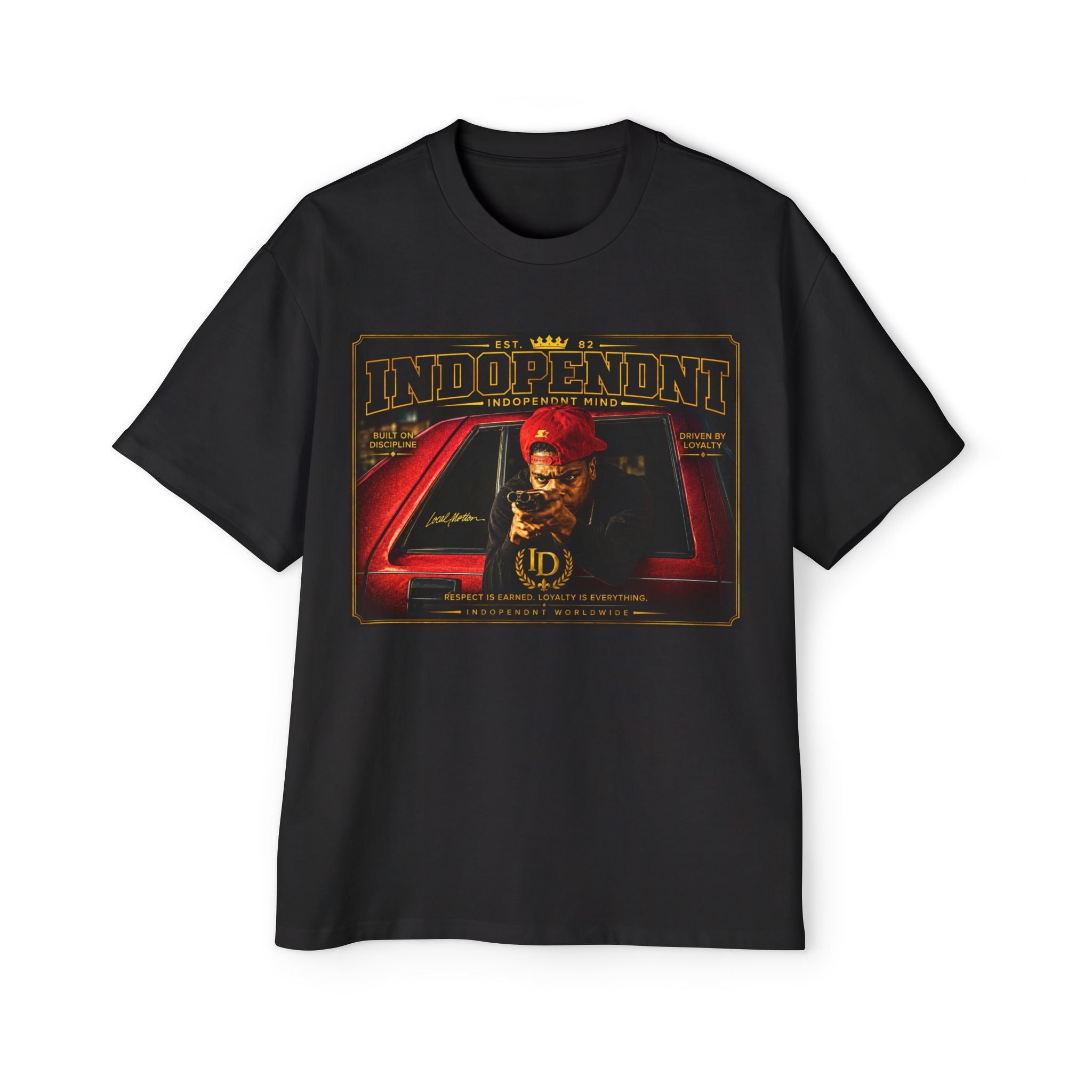 Independent King Graphic Tee — Vintage Red Car Driver Design