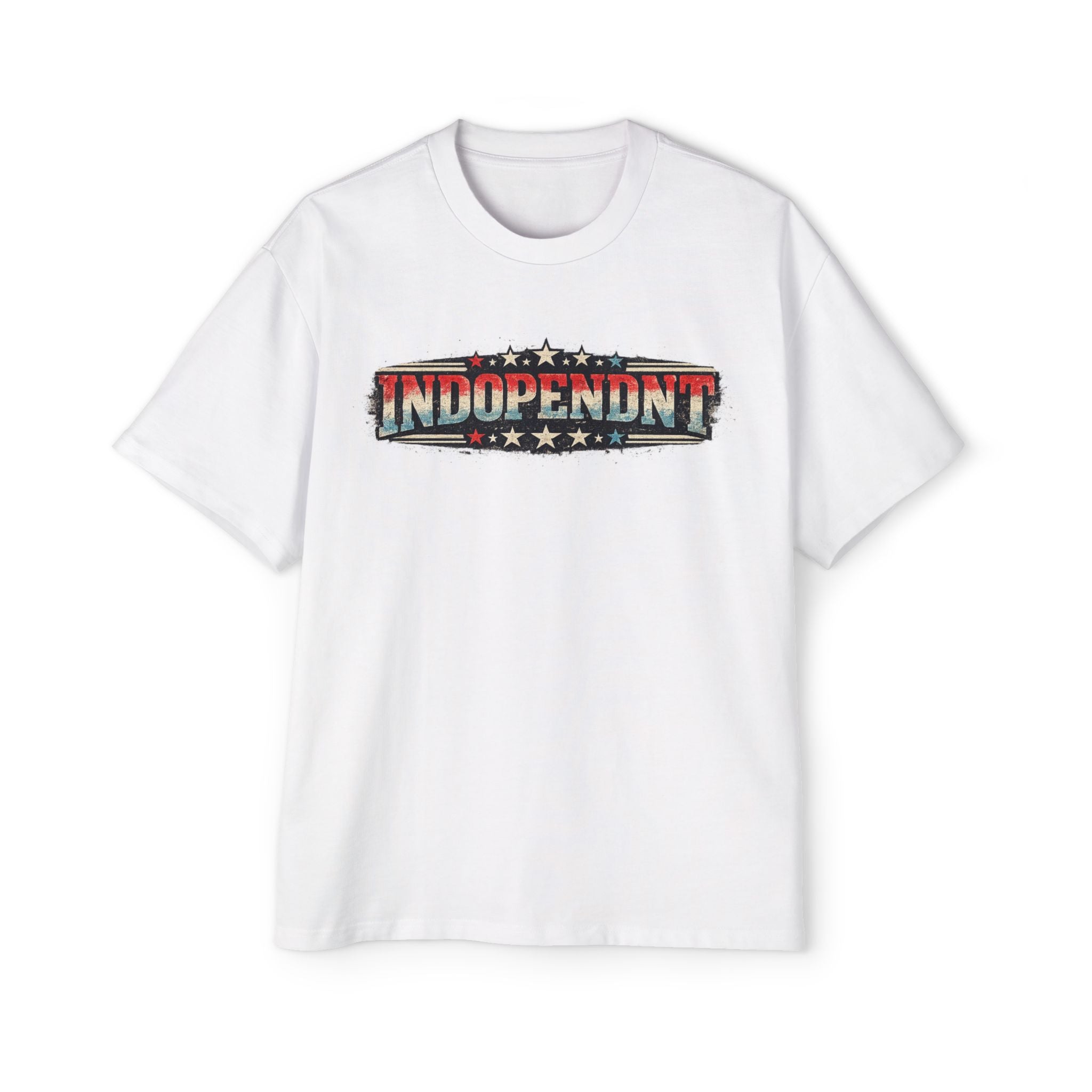 Independent American Flag Tee — 'INDEPENDENT' Patriotic Men's Oversized T-Shirt