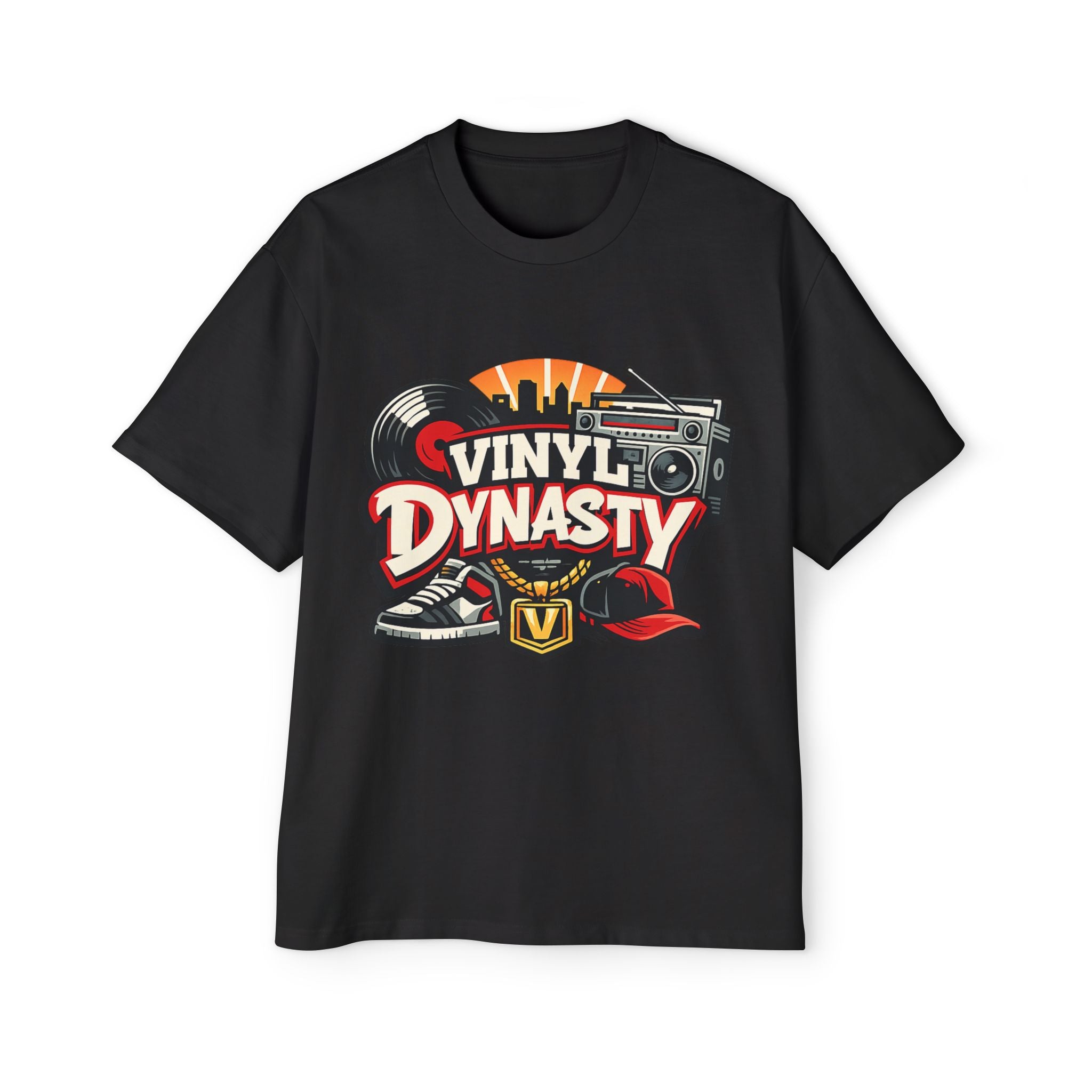 Vinyl Dynasty Tee — Retro Turntable & Boombox Graphic T‑Shirt