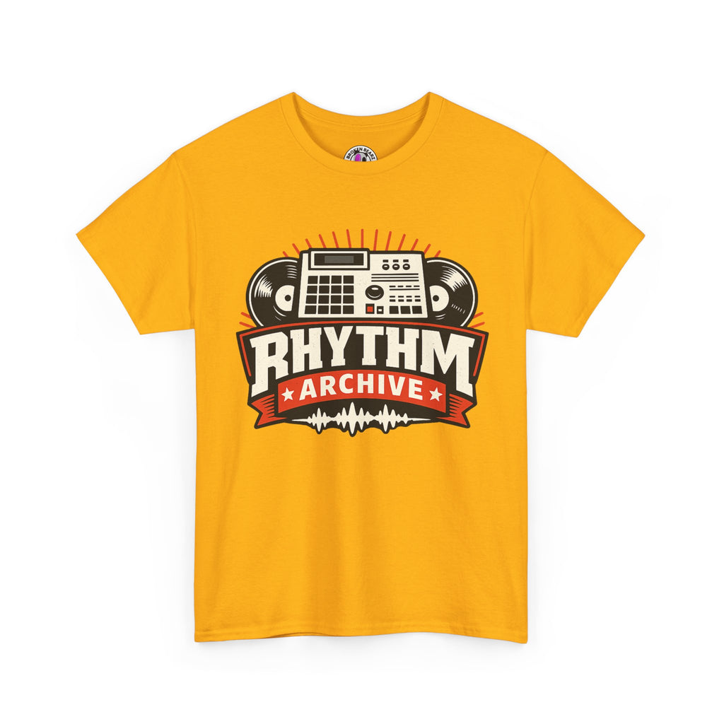 Rhythm Archive Tee — Vintage Boombox Music Logo T‑Shirt