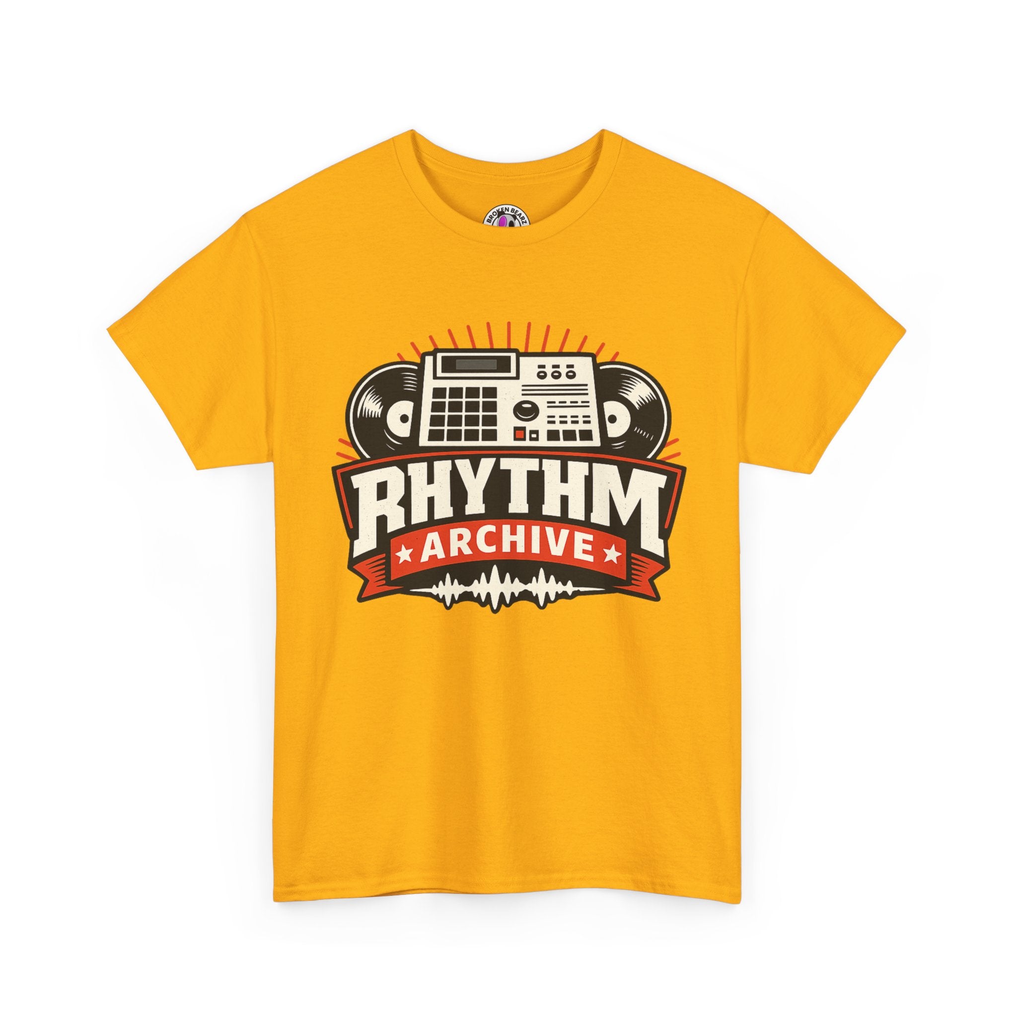 Rhythm Archive Tee — Vintage Boombox Music Logo T‑Shirt