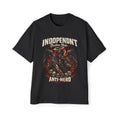 Graphic Tee — "Independent Broken Halo Anti-Hero" Oversized Skull & Wings Design