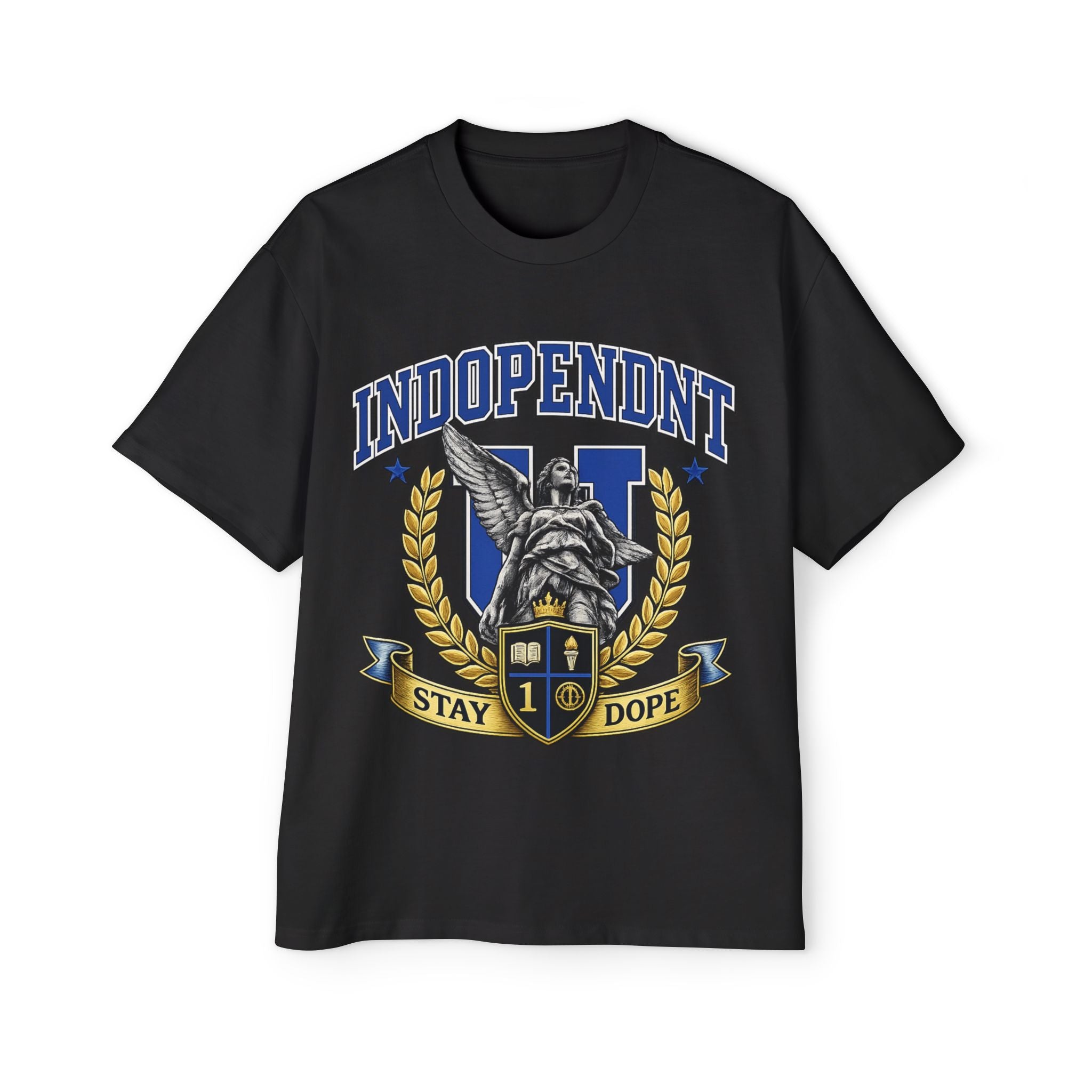 Indopendent Crest Tee — "Stay Dope" Vintage Collegiate Graphic T-Shirt