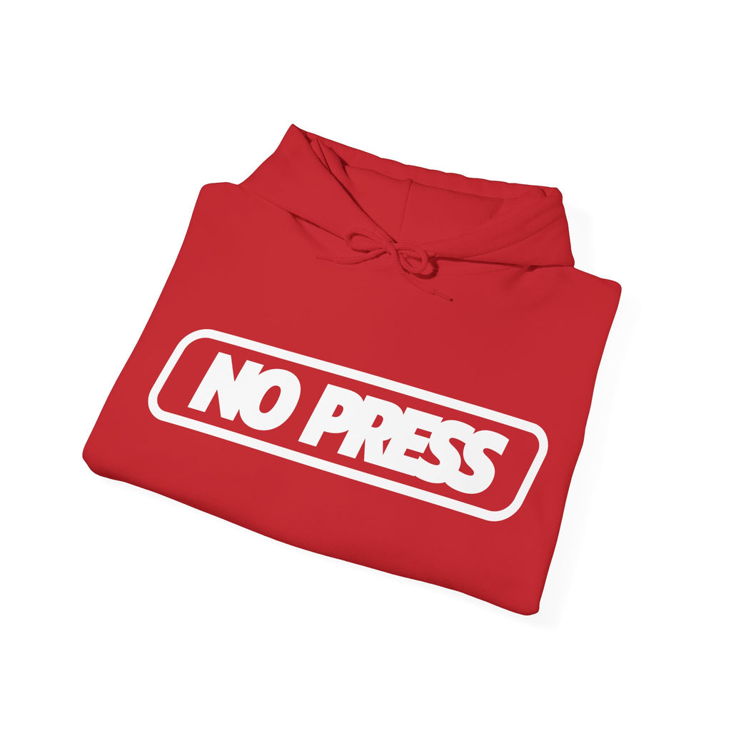 No Press Hoodie – Bold White Logo Pullover