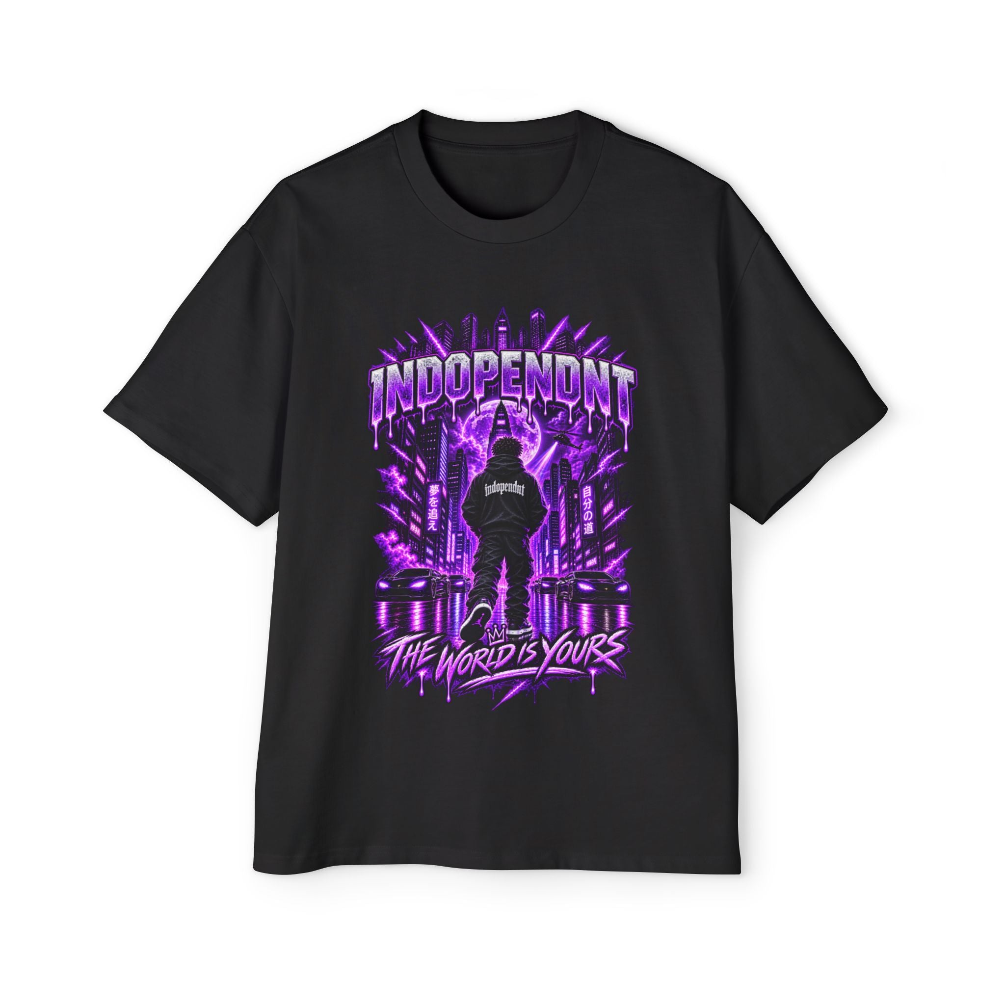 Graphic Tee — 'Indopendnt: The World Is Yours' Purple Urban Streetwear T‑Shirt