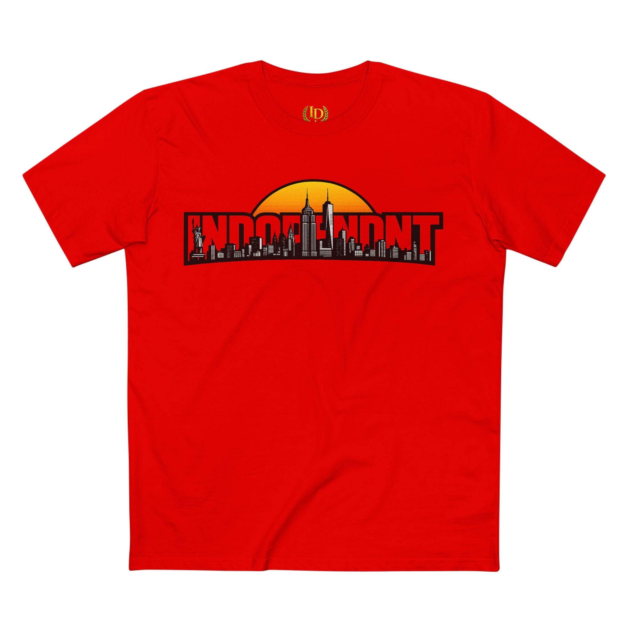 Independent City Skyline T-Shirt — "Independent" Graphic Tee with Sunrise