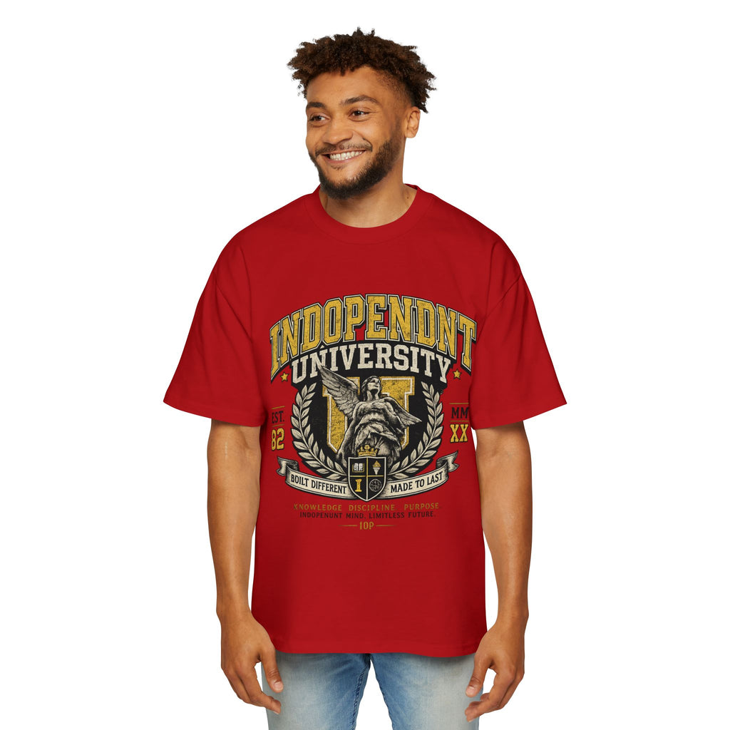 Independent University Graphic Tee — Mens Oversized Vintage College Shirt