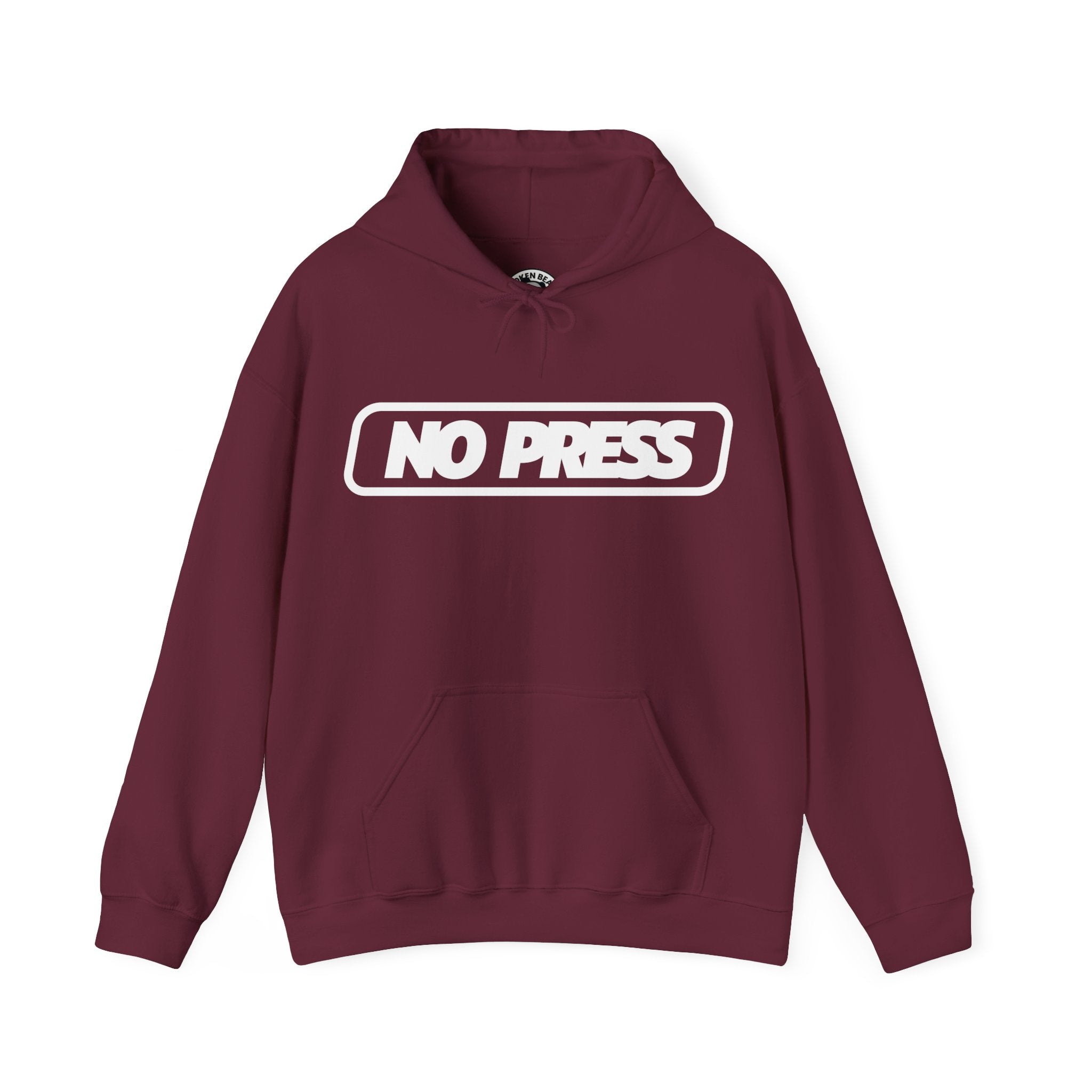 No Press Hoodie – Bold White Logo Pullover