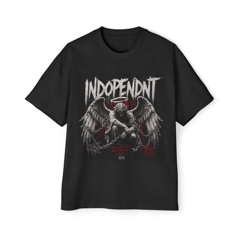 Graphic Tee — 'Independent' Fallen Angel Wings Heavy Oversized T-Shirt