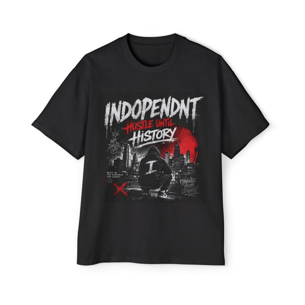 Indopendnt 'Hustle Until History' Graphic Tee — Men's Oversized Black Shirt
