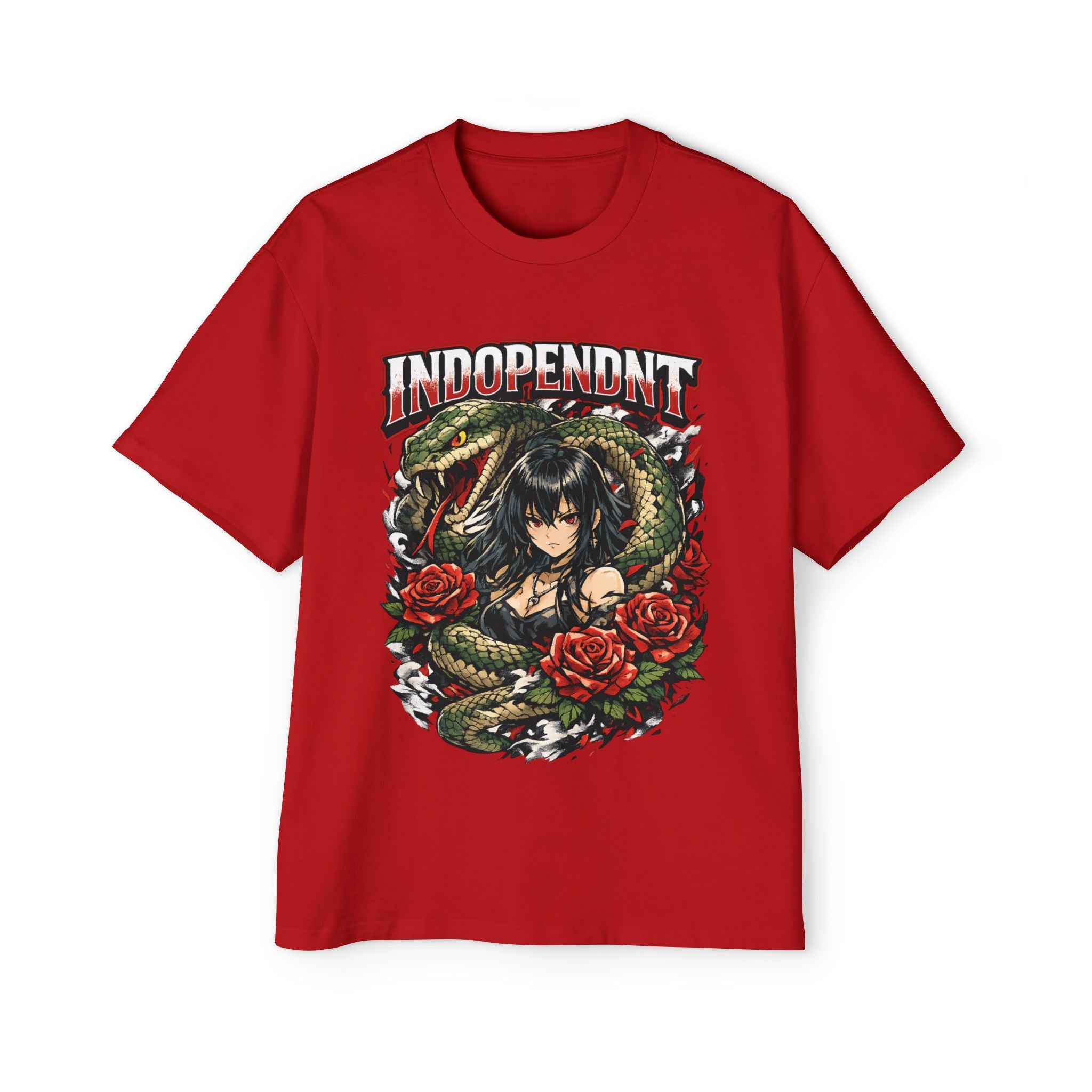 Independent Snake & Roses Tee — Graphic Men's Oversized T-Shirt