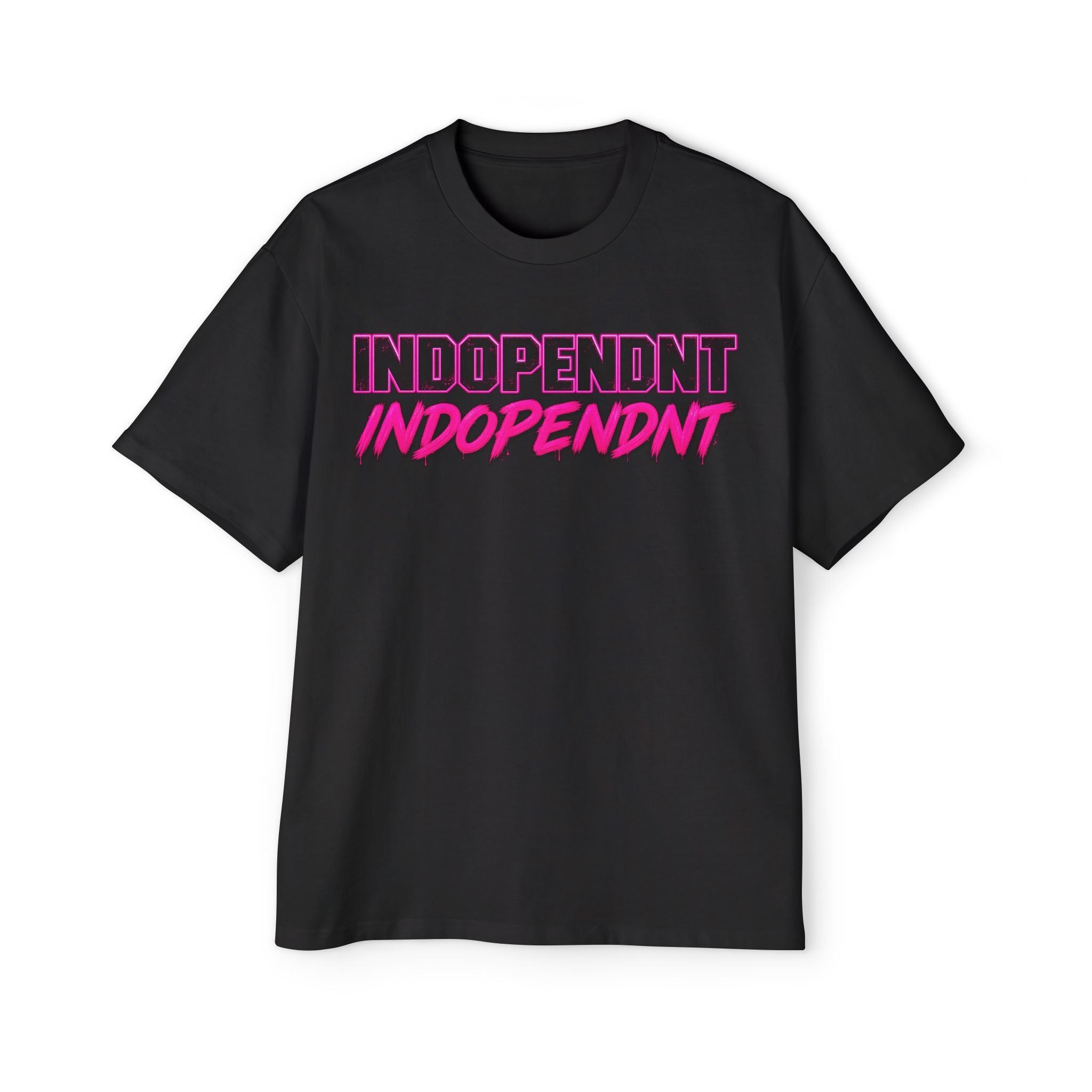 Independent Retro Graphic Tee — "Indopendnt" Pink & Black Oversized Shirt
