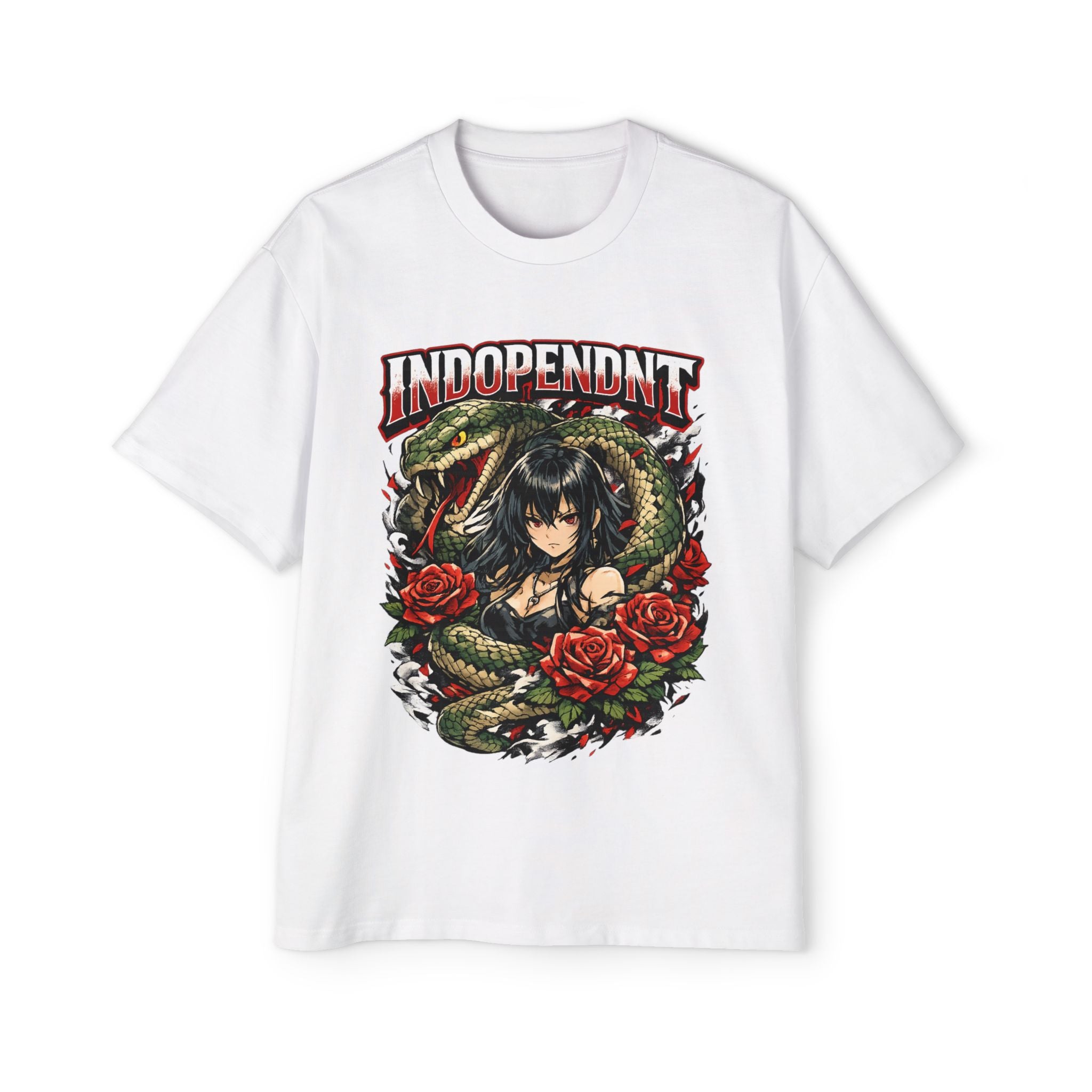 Independent Snake & Roses Tee — Graphic Men's Oversized T-Shirt