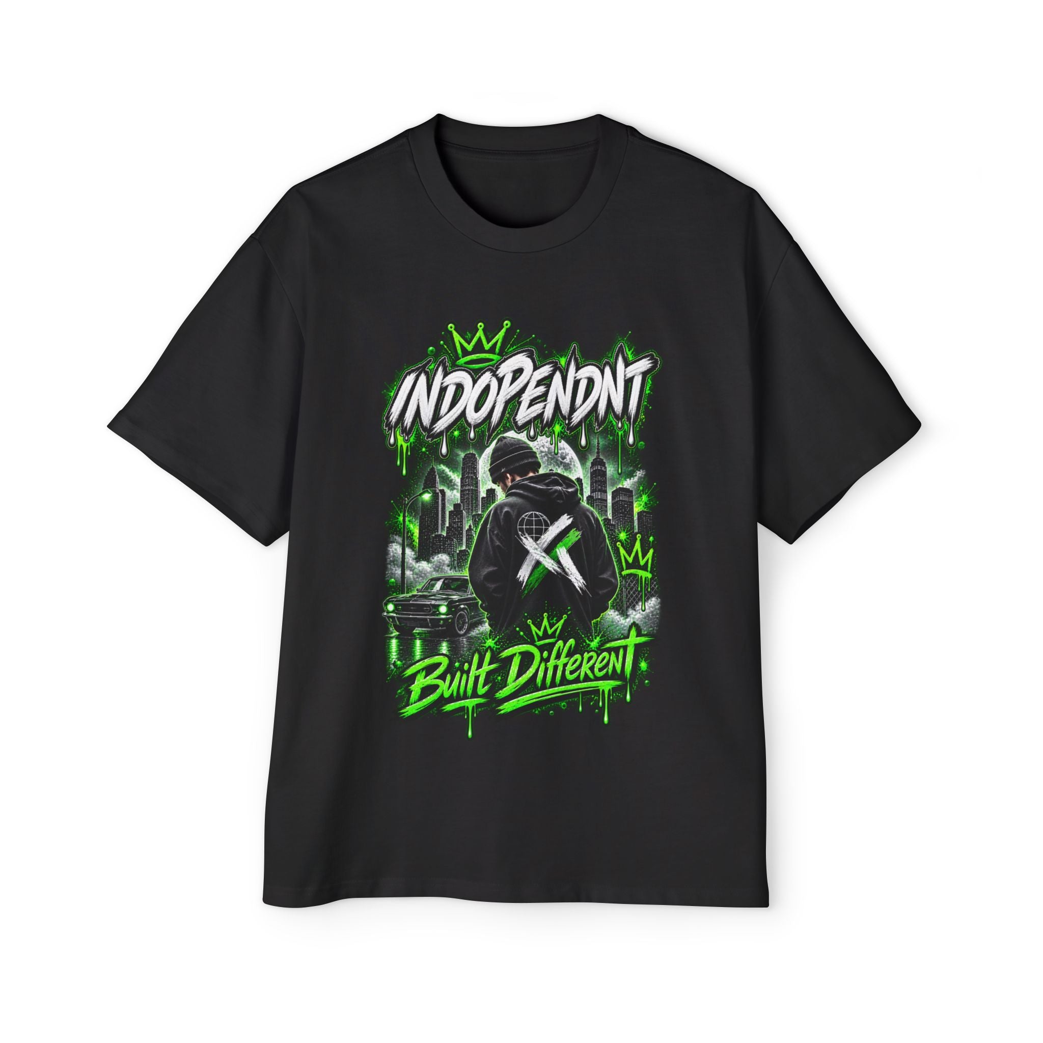 T-Shirt — 'Indopendnt Built Different' Graphic Tee (Green Streetwear)