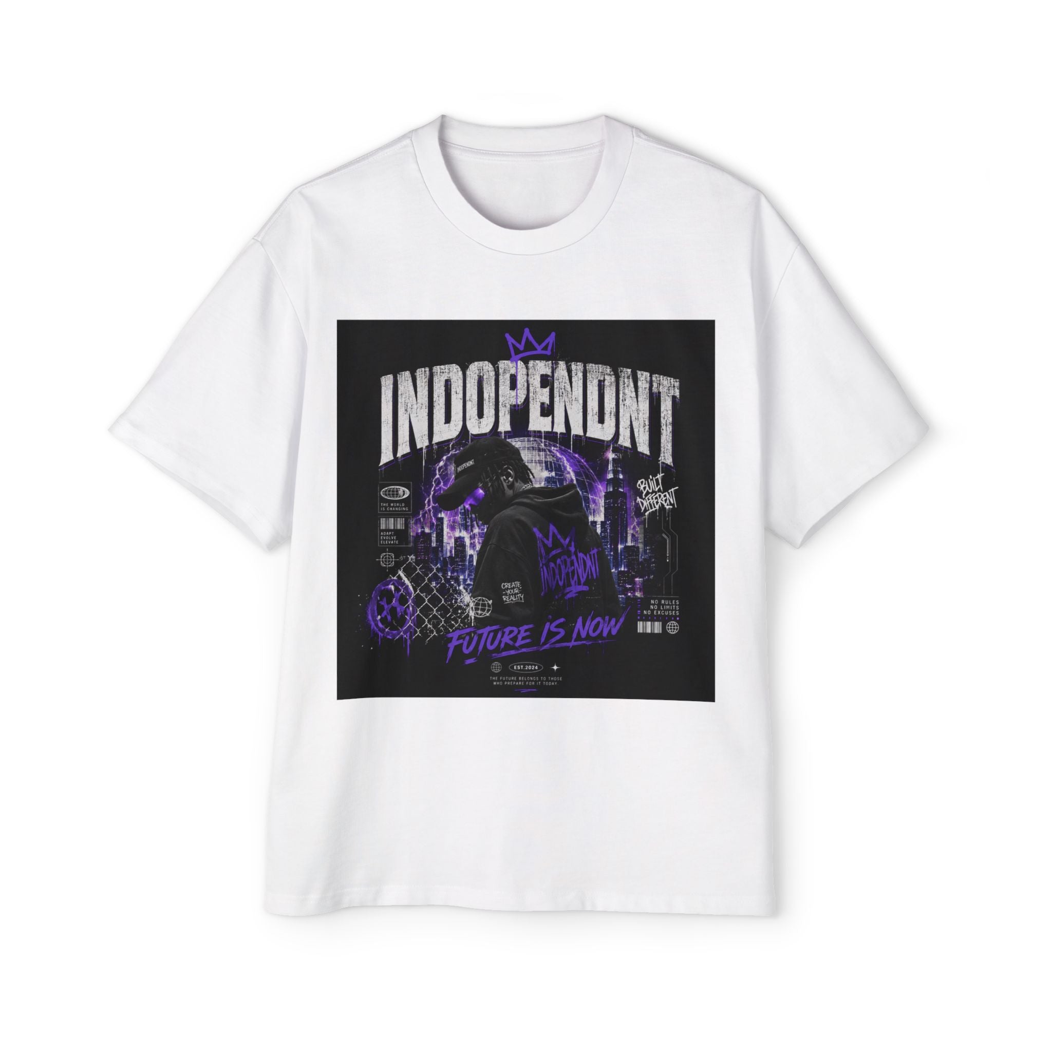 Independent Futuristic Graphic Tee — "Future Is Now" Oversized Men's T-Shirt